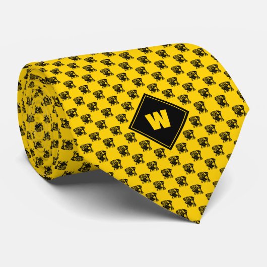 Mosterdgeel moppatroon stropdas (Opgerold)