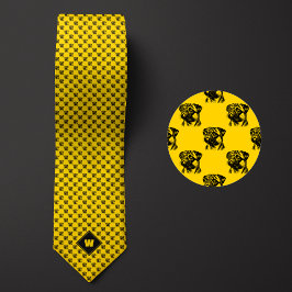 Mosterdgeel moppatroon stropdas