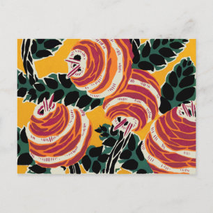 Mosterdgeel & Oranje Art Deco Bloemendecor Briefkaart