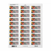 Mosterdgeel & Oranje Art Deco Bloemendecor Etiket (Full Sheet)