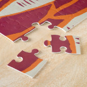 Mosterdgeel & Oranje Art Deco Bloemendecor Legpuzzel (Zijkant)