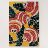 Mosterdgeel & Oranje Art Deco Bloemendecor Legpuzzel (Verticaal)
