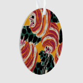 Mosterdgeel & Oranje Art Deco Bloemendecor Ornament (voorkant)
