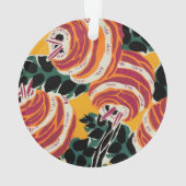 Mosterdgeel & Oranje Art Deco Bloemendecor Ornament (achterkant)
