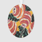 Mosterdgeel & Oranje Art Deco Bloemendecor Ornament (voorkant)