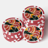 Mosterdgeel & Oranje Art Deco Bloemendecor Poker Chips (Opstapeling)