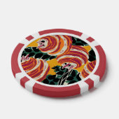 Mosterdgeel & Oranje Art Deco Bloemendecor Poker Chips (Enkel)