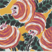 Mosterdgeel & Oranje Art Deco Bloemendecor Sticker (Voorkant)
