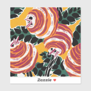 Mosterdgeel & Oranje Art Deco Bloemendecor Sticker