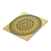 mosterdgeel patroon antiek gouden bloem tegeltje (Zijkant)