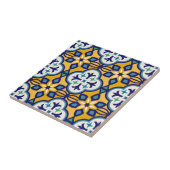 mosterdgeel patroon groene gouden textuurtegels tegeltje (Zijkant)