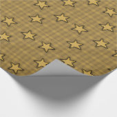 Mosterdgeel Primitive Stars Wrapping Paper Cadeaupapier (Hoek)