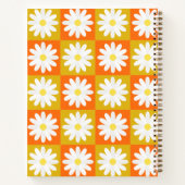 Mosterdgeel Sinaasappel Daisy Retro Checkerboard Notitieboek (Achterkant)