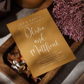 Mosterdgeel typografie script bruiloft + QR Kaart