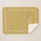 Mosterdgeel Wavy Border Monogrammed Sherpa Deken (Voorkant (horizontaal))