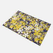 Mosterdgeel, wit, goud, blauw van de marine, bloem deurmat (Schuin)