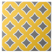 Mosterdgeel, wit, grijs, modern, sierachtig tegeltje (Voorkant)