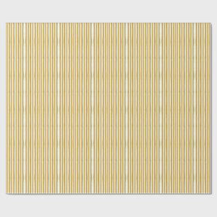 Mosterdgeel & Wit Handgeschilderde Verticale Strep Cadeaupapier