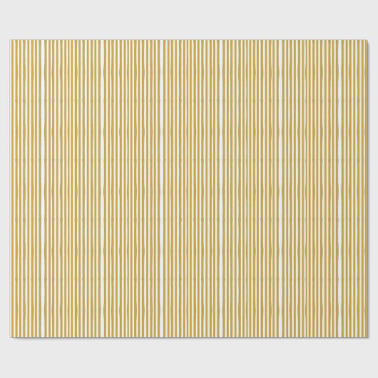 Mosterdgeel & Wit Handgeschilderde Verticale Strep Cadeaupapier (Vlak)