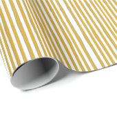Mosterdgeel & Wit Handgeschilderde Verticale Strep Cadeaupapier (Rol Hoek)