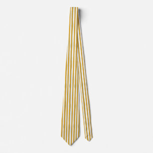 Mosterdgeel & Wit Handgeschilderde Verticale Strep Stropdas