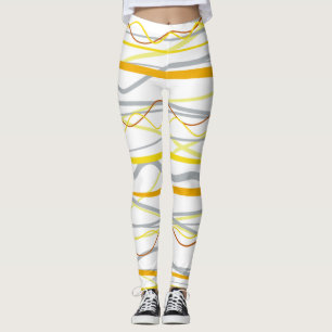 Mosterdgeel Wit Zilver Strepen Leggings