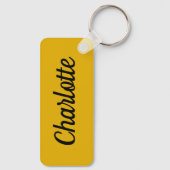 Mosterdgeel & Witte Aangepaste Naam Sleutelhanger (Achterkant)