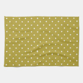 Mosterdgeel witte polka stippen patroon theedoek (Horizontaal)