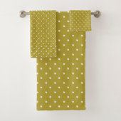 Mosterdgeel witte stippenpatroon bad handdoek (Insitu)
