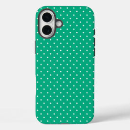 Mosterdgeel witte stippenpatroon Case-Mat iPhone 16 Plus Hoesje