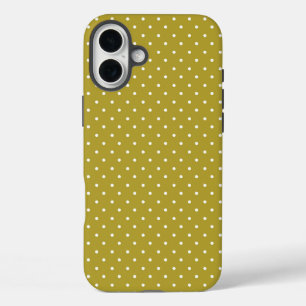 Mosterdgeel witte stippenpatroon iPhone 16 plus hoesje
