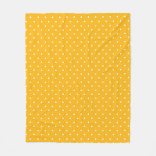 Mosterdgeel witte stippenpatroon Fleece B Deken