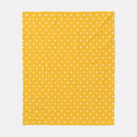 Mosterdgeel witte stippenpatroon Fleece B Deken (Voorkant)