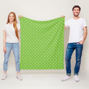 Mosterdgeel witte stippenpatroon Fleece B Deken