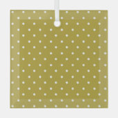 Mosterdgeel witte stippenpatroon glas ornament (Voorkant)