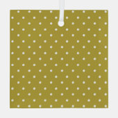 Mosterdgeel witte stippenpatroon glas ornament (Achterkant)