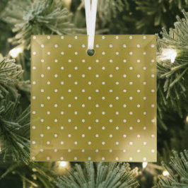 Mosterdgeel witte stippenpatroon glas ornament