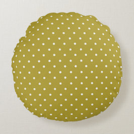 Mosterdgeel witte stippenpatroon rond kussen
