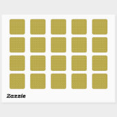 Mosterdgeel witte stippenpatroon vierkante sticker (Vel)