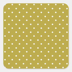 Mosterdgeel witte stippenpatroon vierkante sticker