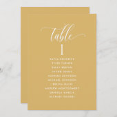 Mosterdgeel zetplan kaarten met gastnamen (Voorkant / Achterkant)