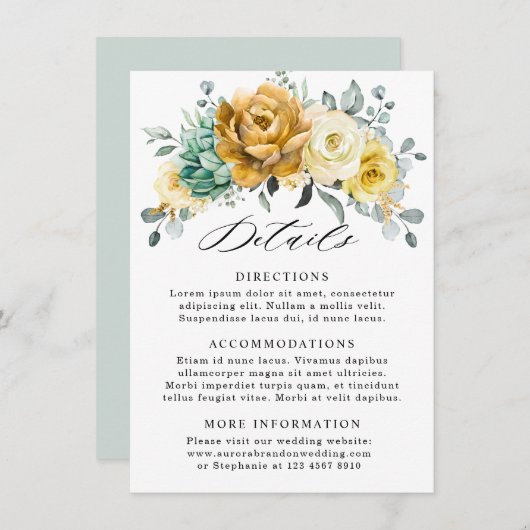 Mosterdgeelbruinkoolzegels — Gegevens Informatiekaartje (Voorkant / Achterkant)