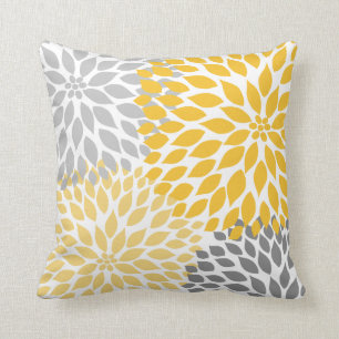 Mosterdgele abstracte bloem kussen