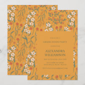  mosterdgele bloemen afstudeerfeest kaart (Voorkant / Achterkant)