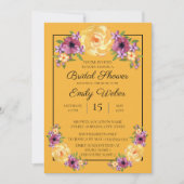 Mosterdgele bloemen bruiloftsshower uitnodiging (Voorkant)
