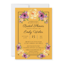 Mosterdgele bloemen bruiloftsshower uitnodiging