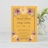Mosterdgele bloemen bruiloftsshower uitnodiging (Staand voorkant)