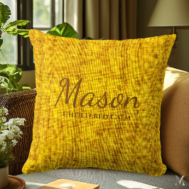 Mosterdgele denim textuur | Aangepaste rustieke wo Kussen