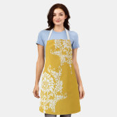 Mosterdgele en witte kleding Kies Aangepaste kleur Schort (Gedragen)