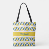 Mosterdgele tulpen bloemmotief tote bag (Achterkant)